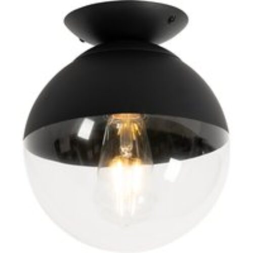 Vloerlamp zwart met plisse kap wit 45 cm - Classico