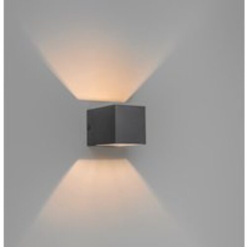 Wand- en plafondlamp grijs vierkant IP54 - Ariel