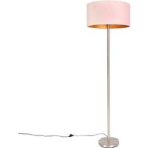 Vloerlamp staal met roze kap 50 cm - Simplo
