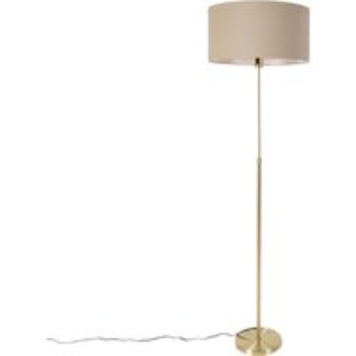 Moderne plafondlamp oker 40 cm met gouden binnenkant - Drum