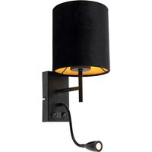 Art Deco tafellamp zwart met smoke glas - Karel