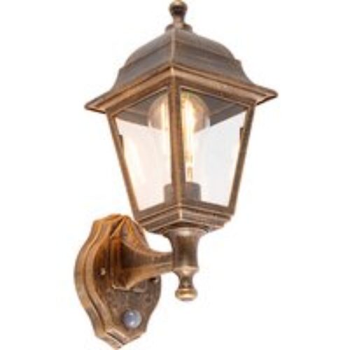 Antieke wandlamp goud IP44 met bewegingsmelder - Capital