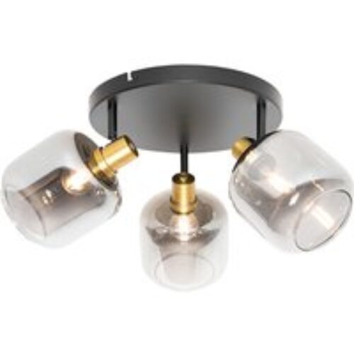 Design plafondlamp grijs zijden 52 cm 3-lichts - Plu