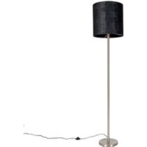 Moderne vloerlamp staal met kap zwart 40 cm - Simplo