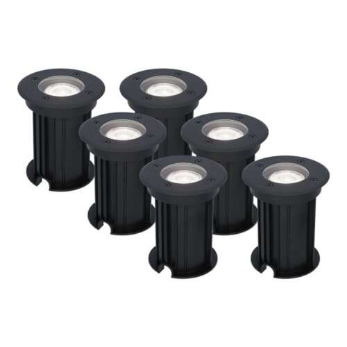 HOFTRONIC™ 6x Maisy dimbare LED grondspot - Rond - Zwart - 6000K daglicht wit - 5 Watt - IP67 straal waterdicht - 3 jaar garantie