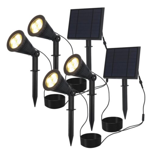 HOFTRONIC™ 2x Solar LED tuinspot Bend Duo met los zonnepaneel 3000K warm wit Prikspot