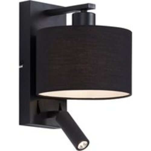 Moderne wandlamp zwart rond met leeslamp - Puglia