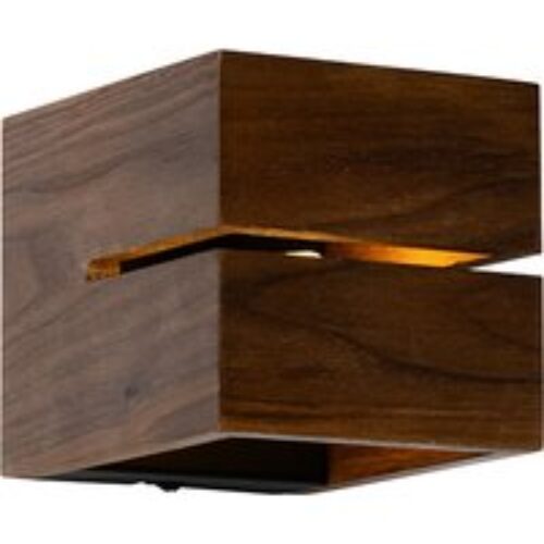 Landelijke wandlamp walnoot hout 9