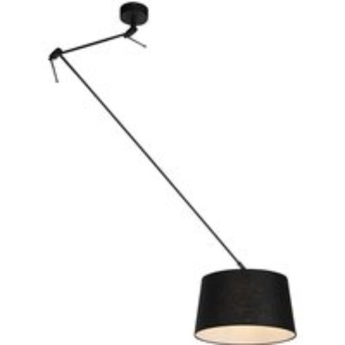 Hanglamp zwart met linnen kap zwart 35 cm - Blitz