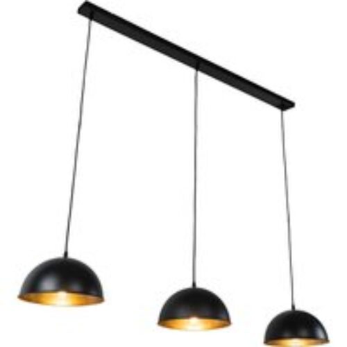 Industriële hanglamp zwart met goud 3-lichts - Magnax