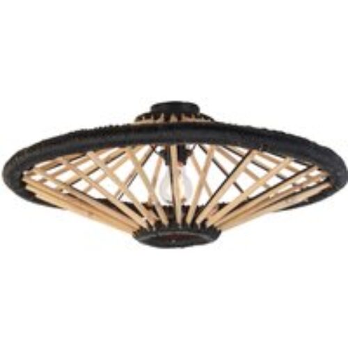 Oosterse plafondlamp bamboe met zwart 60 cm - Evalin