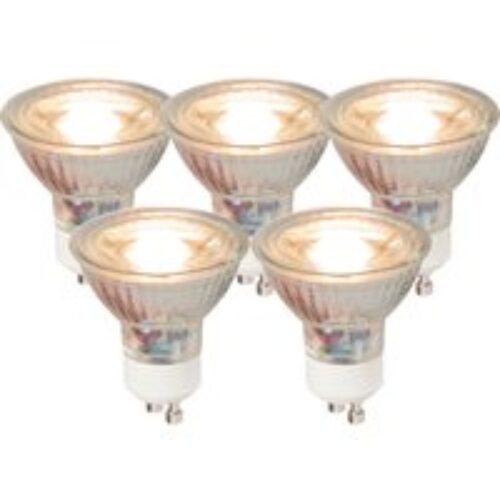 Set van 5 GU10 LED lamp COB 5W 450LM 3000K