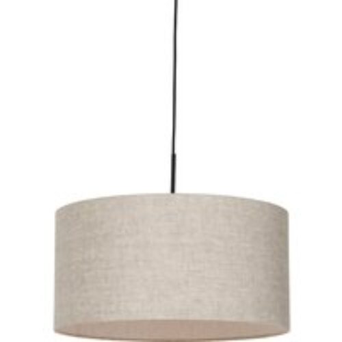 Landelijke hanglamp zwart met beige kap 50 cm - Combi 1