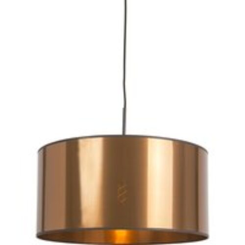 Art Deco hanglamp wit met koperen kap 50 cm - Combi 1