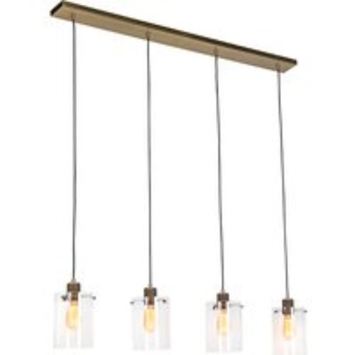 Scandinavische hanglamp brons met glas 4-lichts - Dome