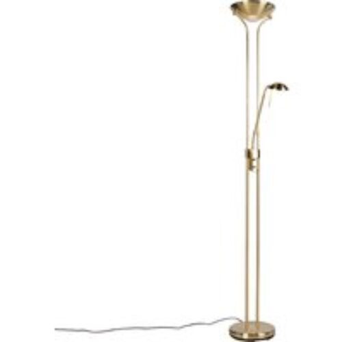 Vloerlamp goud met leeslamp incl. LED en dimmer - Diva 2