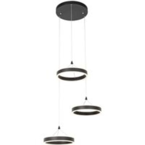 Hanglamp zwart rond incl. LED 3-staps dimbaar 3-lichts - Lyani