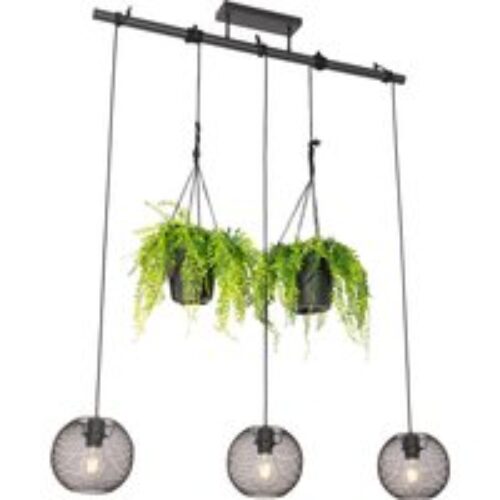 Industriële hanglamp zwart 3-lichts - Flor