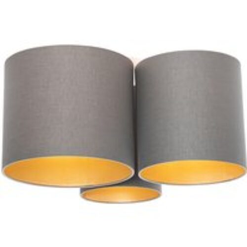 Plafondlamp taupe met gouden binnenkant 3-lichts - Multidrum