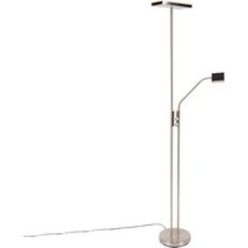 Moderne vloerlamp staal incl. LED en dimmer met leeslamp - Jazzy