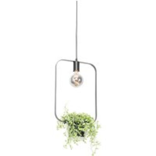 Moderne hanglamp zwart met glas rechthoekig - Roslini