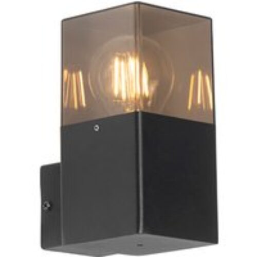 Moderne buiten wandlamp zwart IP44 met smoke glas - Denmark