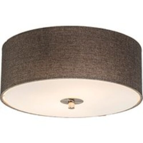 Landelijke plafondlamp taupe 30 cm - Drum Jute