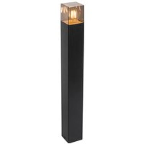 Staande buitenlamp zwart 70 cm IP44 met smoke glass - Denmark