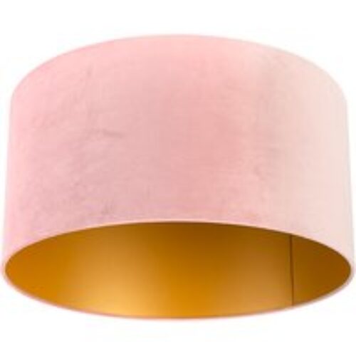 Velours lampenkap roze 50/50/25 met gouden binnenkant