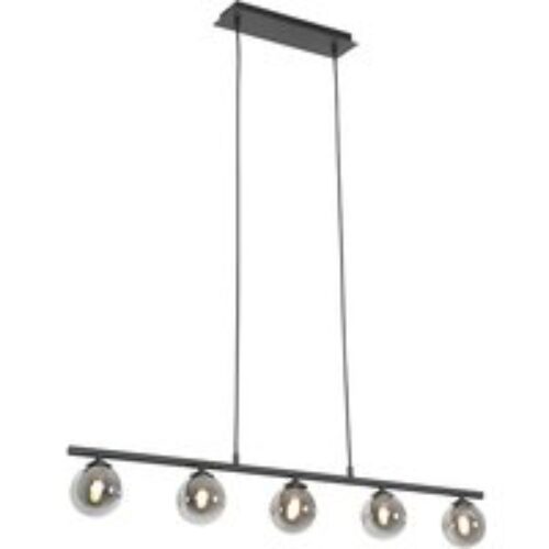 Moderne hanglamp zwart 100 cm 5-lichts met smoke glas - Athens