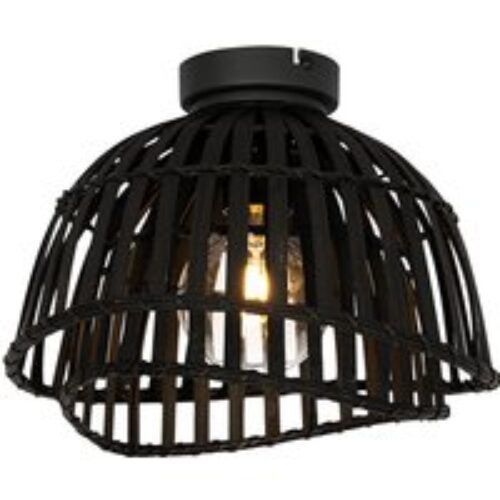 Oosterse plafondlamp zwart bamboe 30 cm - Pua