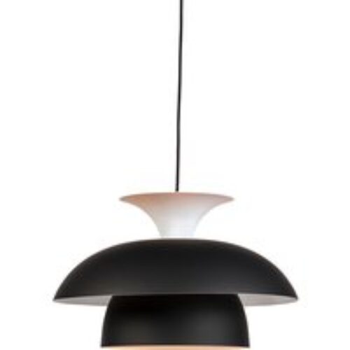 Moderne ronde hanglamp zwart met wit 3-laags - Titus