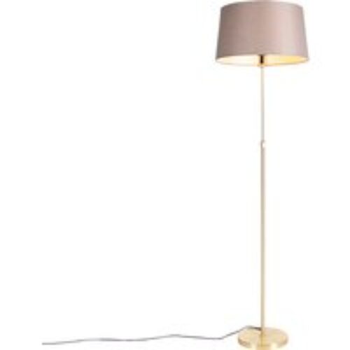 Vloerlamp goud/messing met linnen kap taupe 45 cm - Parte