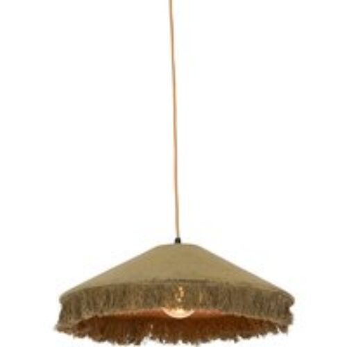 Retro hanglamp groen velours met franjes - Frills