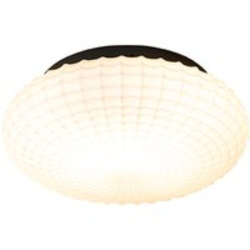 Klassieke plafondlamp zwart met opaal glas 23 cm IP44 - Nohmi