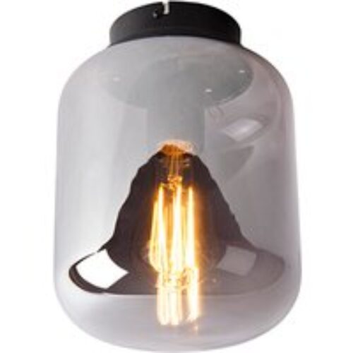 Design plafondlamp zwart met smoke glas - Bliss