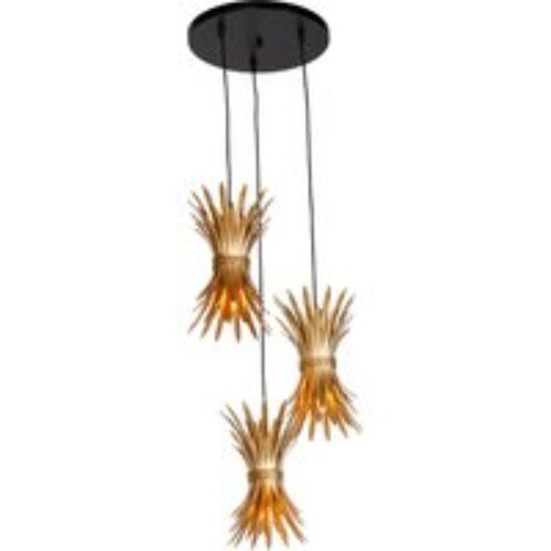 Art Deco hanglamp goud 3-lichts - Wesley