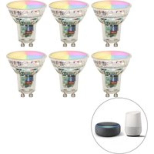 Set van 6 smart GU10 LED lampen RBGW 4