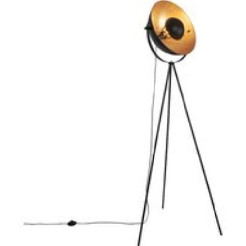 Vloerlamp zwart met goud 42 cm verstelbaar tripod - Magnax