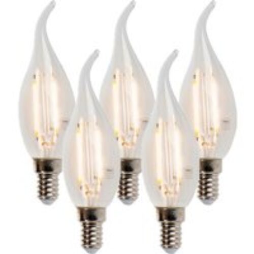 Set van 5 E14 dimbare LED filament tipkaars lampen 250lm 2700K