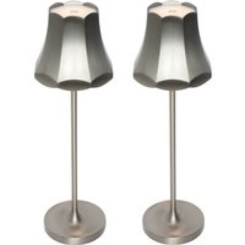 Set van 2 retro tafellampen gunmetal oplaadbaar IP44 - Granny