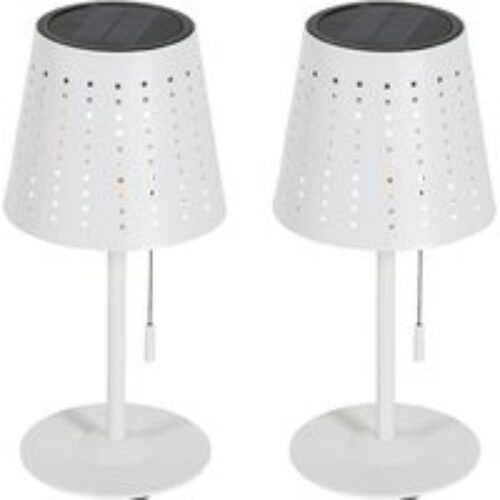 Set van 2 tafellampen wit incl. LED 3-staps dimbaar oplaadbaar en solar - Ferre