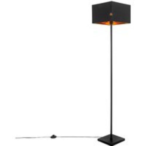 Moderne vloerlamp zwart met goud vierkant - VT 1