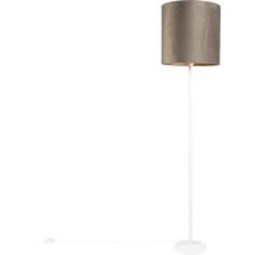 Voerlamp wit met taupe kap en gouden binnenkant 40 cm - Simplo